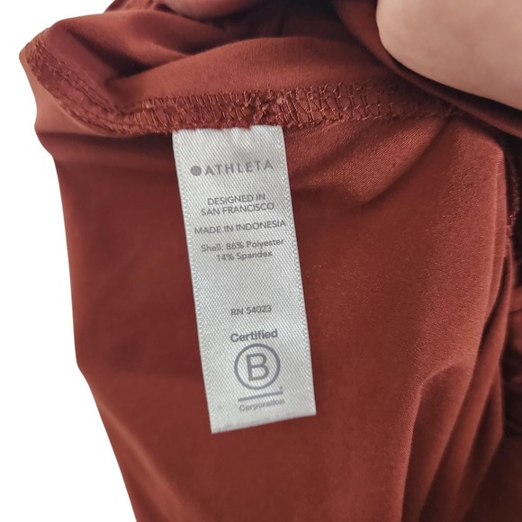 ATHLETA Skyline Pants Womens 8 Rust Brown Paperbag Waist Tie Belt Tapered - Picture 11 of 12